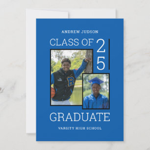 Class Of 26 Photo Blue White Graduation Open House Invitation