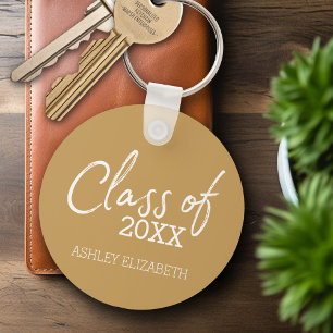 Class of ADD YOUR YEAR Graduation Party Gold Key Ring
