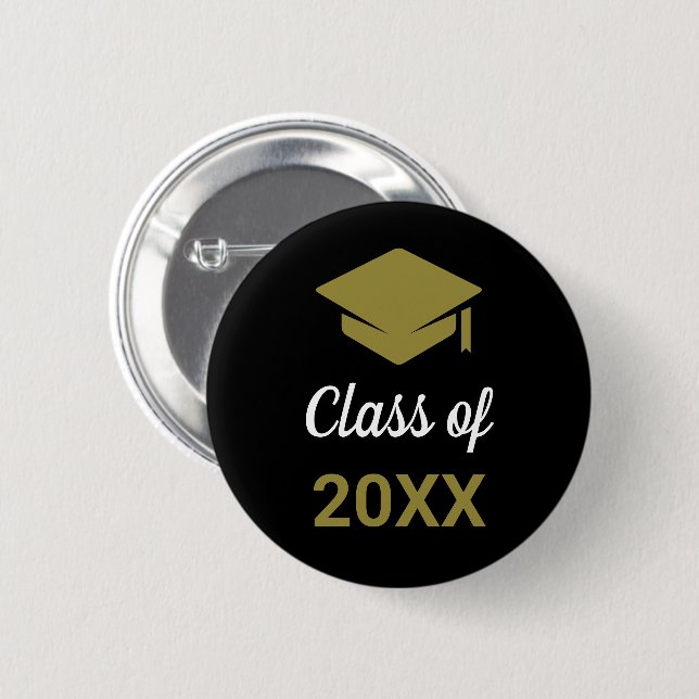 Class Of Any Year Congrats Grad Graduation Cap 6 Cm Round Badge (Front & Back)