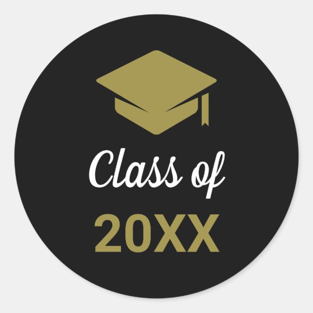Class Of Any Year Congrats Grad Graduation Cap Classic Round Sticker (Front)