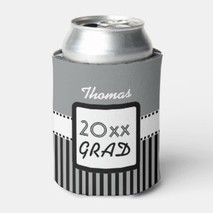 Class of ANY YEAR Silver Black Stripes Custom Z20 Can Cooler