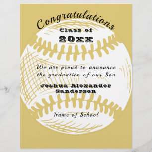 Class of Baseball Graduation Announcement Custom Letterhead