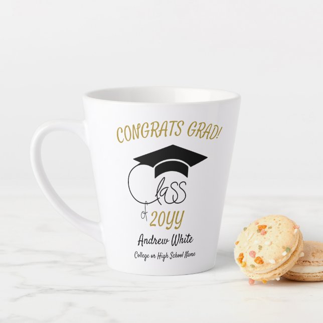 Class of-Congrats Grad-Inspirational-Black Gold Latte Mug (In Situ)