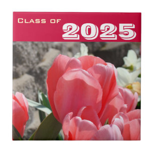 Class of gifts Graduation Tiles Art Pink Tulips