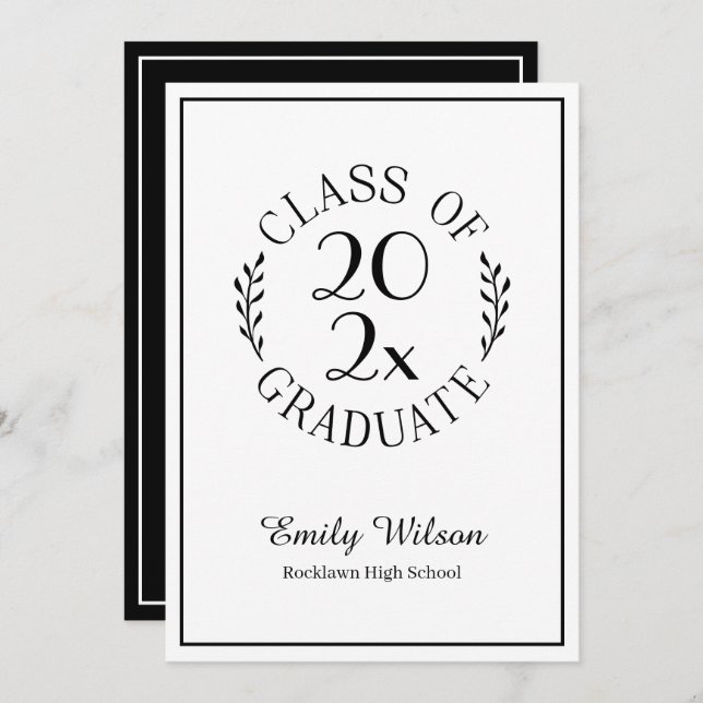 Class of Graduate Name Chic Black White Typography Announcement (Front/Back)