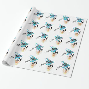 Class of graduation school blue wrapping paper