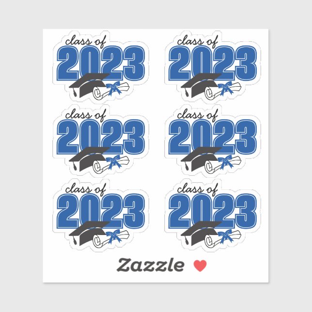 Class of Graduation Year Grad Hat Diploma Blue (Sheet)