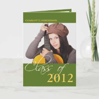 Class of green graduation photo announcement