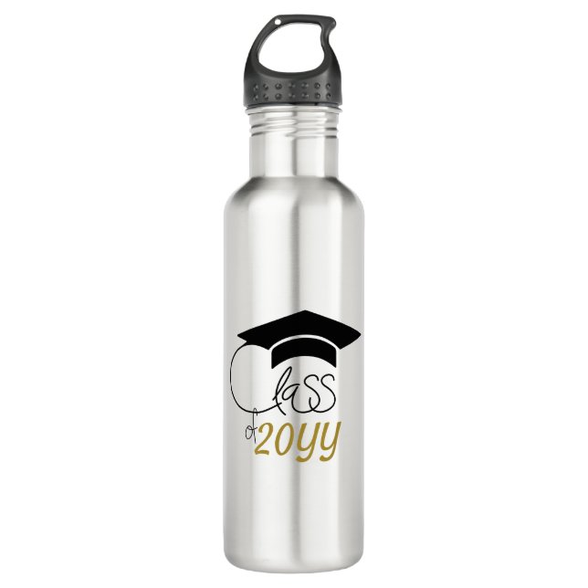 Class of -Inspirational Quote-Modern Black Gold 710 Ml Water Bottle (Front)
