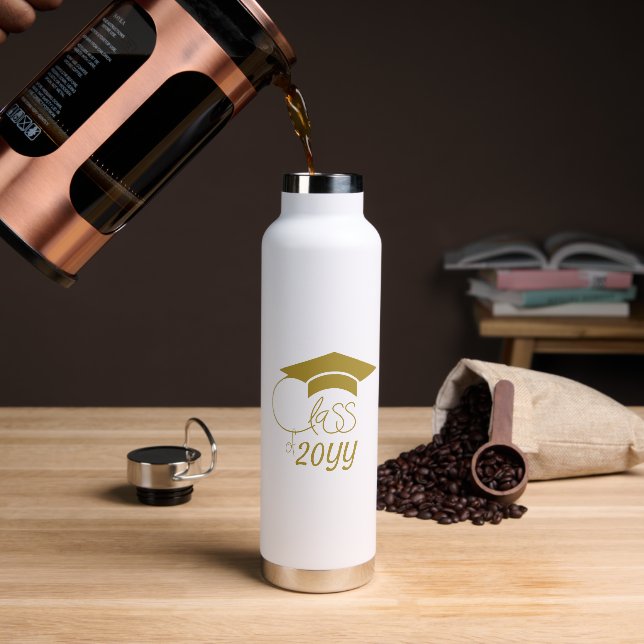 Class of -Inspirational Quote-Modern Gold Water Bottle (Coffee)