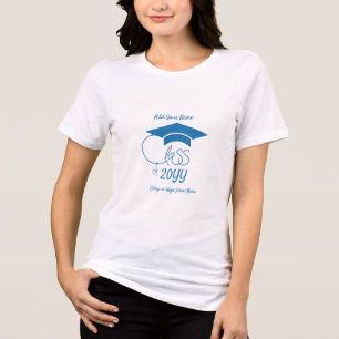 Class of-Light Blue Graduation Cap-Custom Tri-Blend Shirt