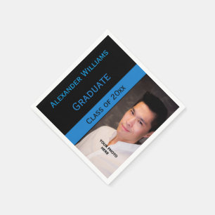 "Class Of" Men's Elegant Photo Graduation Napkin