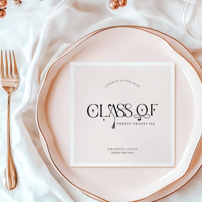 Class Of | Modern Personalised Graduation Party Napkin (Creator Uploaded)