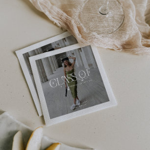 Class Of   Modern Personalised Graduation Photo Napkin