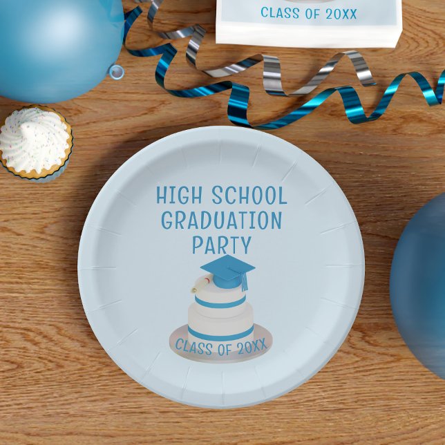 Class of Pale Blue High School Graduation Party  Paper Plate (Celebrate your Graduation with these paper plates. Just add your details!)