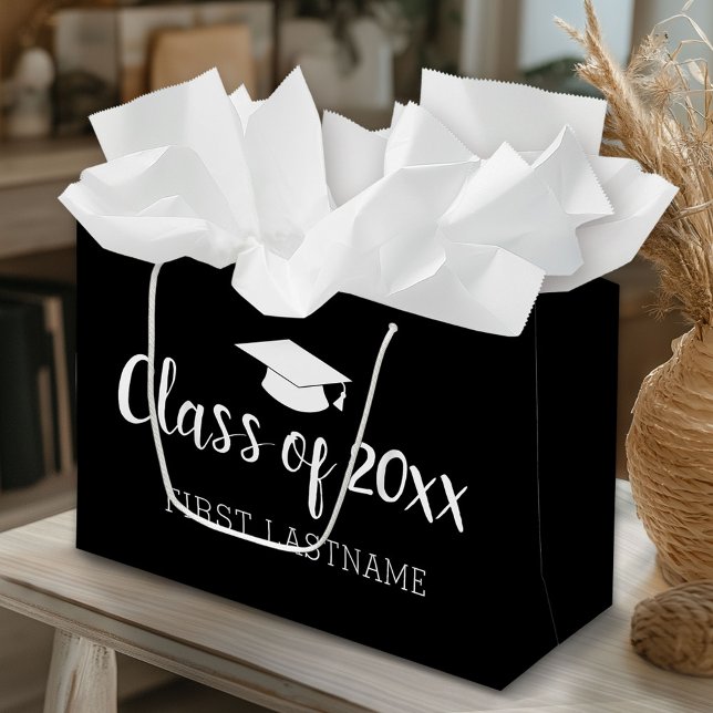 Class of Year and Name - Black Can Change Colour Large Gift Bag (Custom Gift Bag)