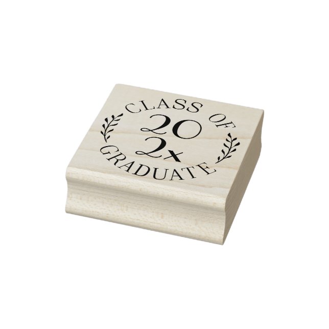 Class of Year Graduate Chic Typography Emblem Rubber Stamp (Stamp)