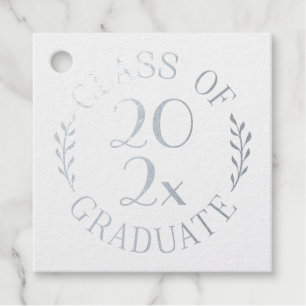 Class of Year Graduate Silver Typography Your Text Favour Tags