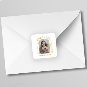 Class of year minimalist simple graduate photo square sticker