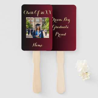Class Of Year Photo Burgundy Black Ombre Accent Hand Fan