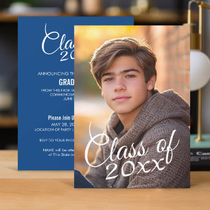 Class of Year Script with Graduation Photo Invitation