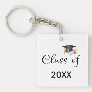 Class of Your Year Graduation Cap Personalized Key Ring