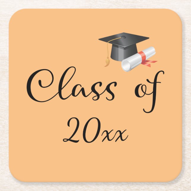 Class of Your Year Square Paper Coaster (Front)