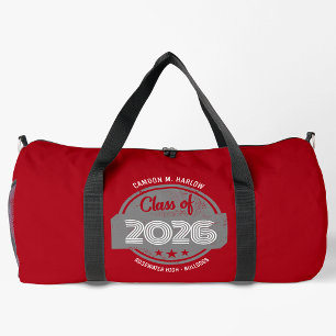 Class of YY Vintage Graduate Name Red Duffle Bag