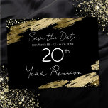 Class Reunion Black and Gold Elegant Postcard<br><div class="desc">Elegant Faux gold foil paint splatters design. All text is adjustable and easy to change for your own party needs. Save the Date class reunion postcards. black and gold,  elegant,  stylish,  script,  modern,  trendy,  personalised template.</div>