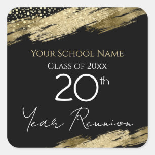 Class Reunion Black and Gold  Square Sticker