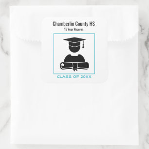 Class Reunion Black Baby Blue Custom Square Sticker