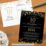 Class Reunion Black Gold Stars Lights Any Year Postcard<br><div class="desc">Modern and elegant class reunion postcard invitation for any year reunion (shown for a 10 Year) featuring gold stars and lights, elegant handwritten script typography and a custom color background (shown in black) that you can change to your school color or party theme color. All text is editable to make...</div>