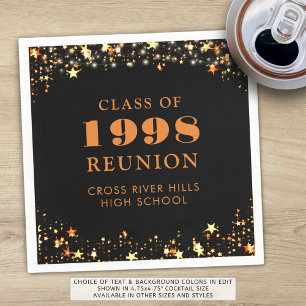 Class Reunion Black Orange Gold Personalised Napkin