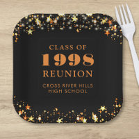 Class Reunion Black Orange Gold Stars Personalised