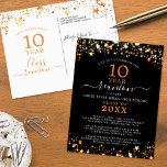 Class Reunion Black Orange Stars Lights Any Year Postcard<br><div class="desc">Modern and elegant black and orange class reunion postcard invitation for any year reunion (shown for a 10 Year) featuring gold and orange stars and lights and fancy script typography. ASSISTANCE: For help with design modification or personalisation, colour change or transferring the design to another product or you would like...</div>