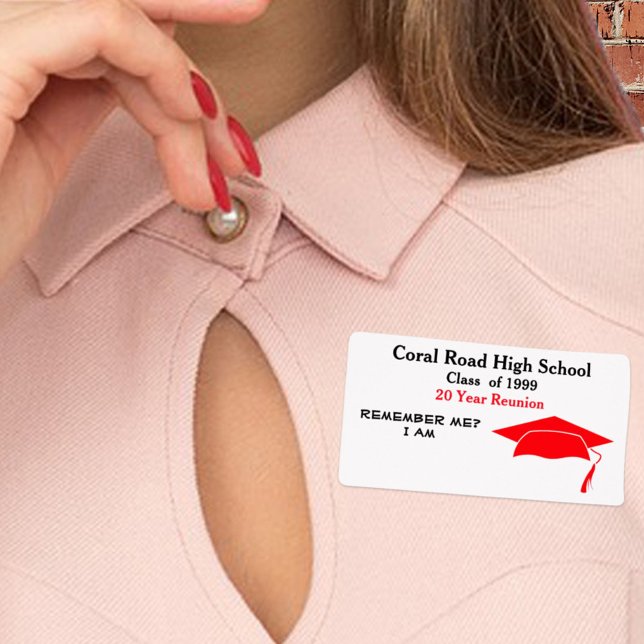 Class Reunion Black Red Paper Name Tag (Creator Uploaded)