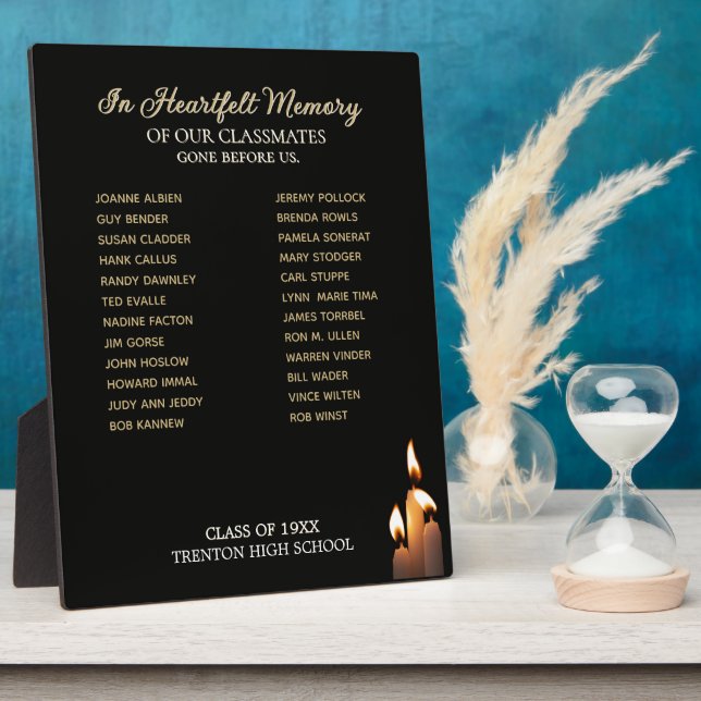 Class Reunion Classmate Memorial   Plaque (Side)