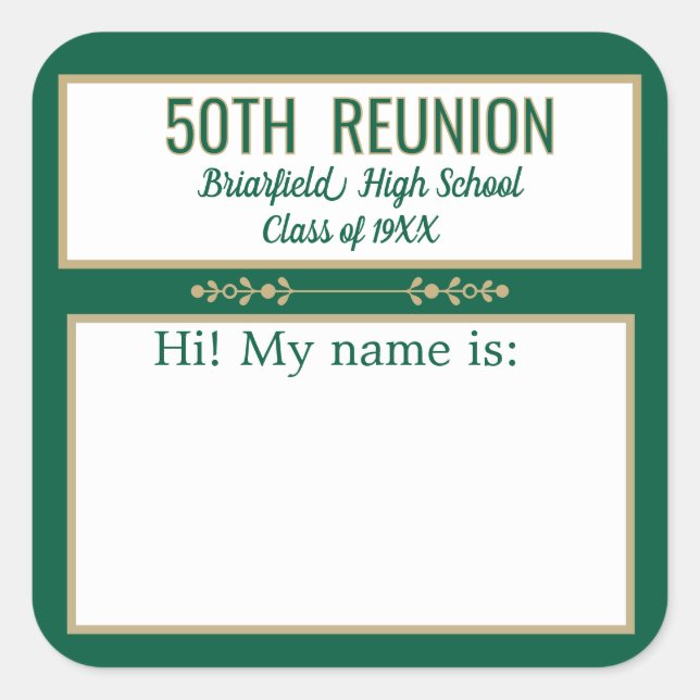 Class Reunion custom Name badge stickers (Front)