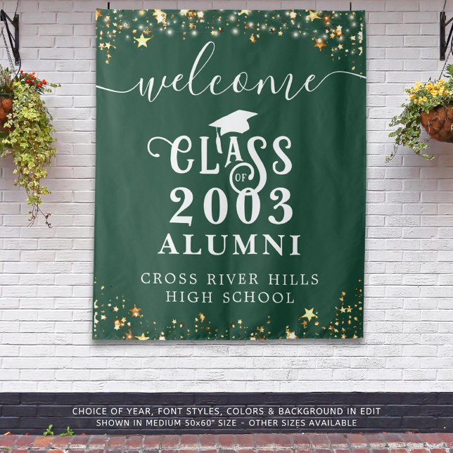 Class Reunion Dark Green Welcome Class Year Alumni Tapestry (Creator Uploaded)