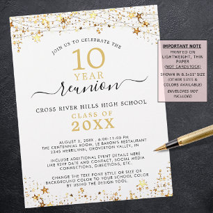 Class Reunion Gold Stars Lights Invitation Flyer