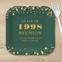 Class Reunion Green Gold Stars Year School Name