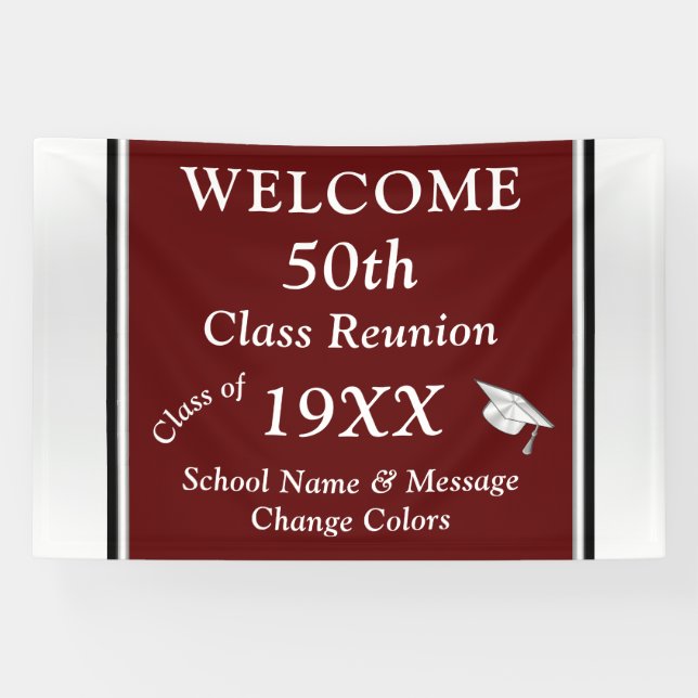 Class Reunion Ideas 50 Years, CHANGE YEAR, COLORS, Banner (Horizontal)
