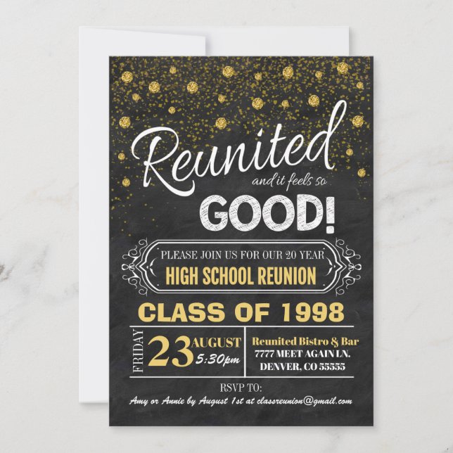 Class Reunion Invitation - faux chalkboard (Front)