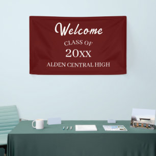 Class Reunion Maroon and White Welcome Banner