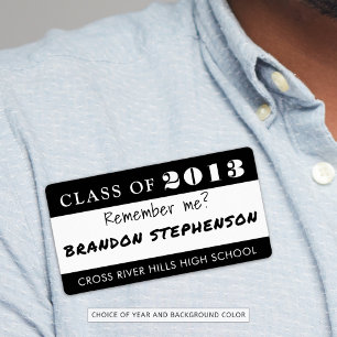Class Reunion Name Tag Remember Me Custom Colour