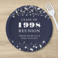 Class Reunion Navy Blue Silver Stars Personalised