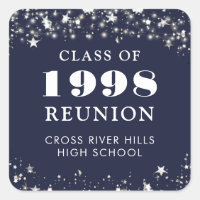 Class Reunion Navy Blue Silver Stars Personalised