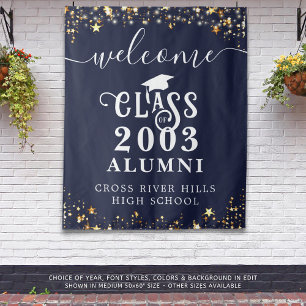 Class Reunion Navy Blue Welcome Class Year Alumni Tapestry