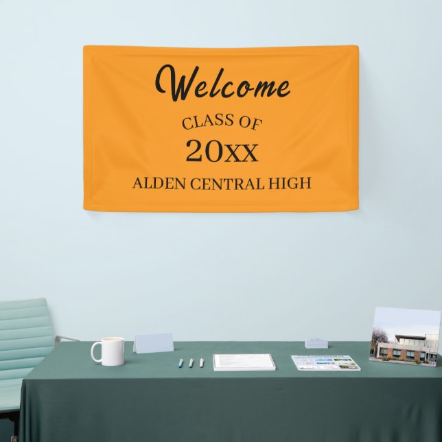 Class Reunion Orange and Black Welcome Banner (Tradeshow)