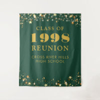 Class Reunion Photo Booth Green Gold Backdrop